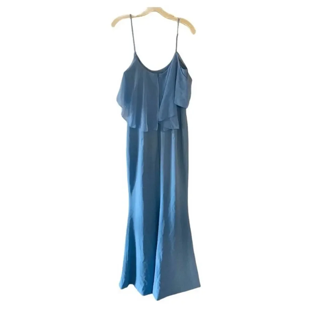Dress The Population Diana Dress Size M Medium Front Slit Maxi Blue NWT - Picture 4 of 5